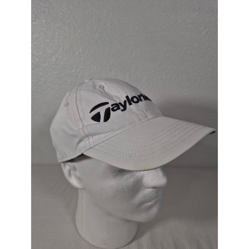 TaylorMade Golf Performance Adjustable Hat White Black Logo Mens Baseball Cap